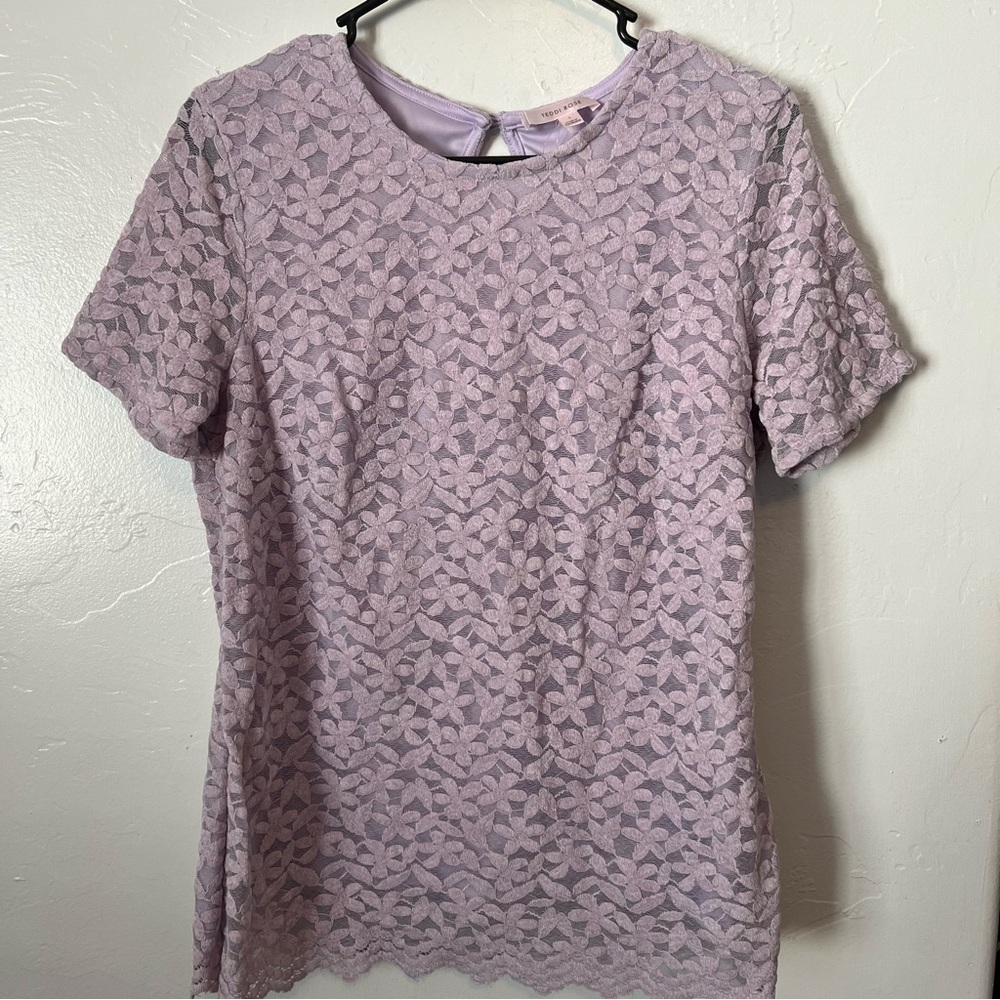 Lavender Lace Short Sleeve Tee by Teddi Rose Size Large